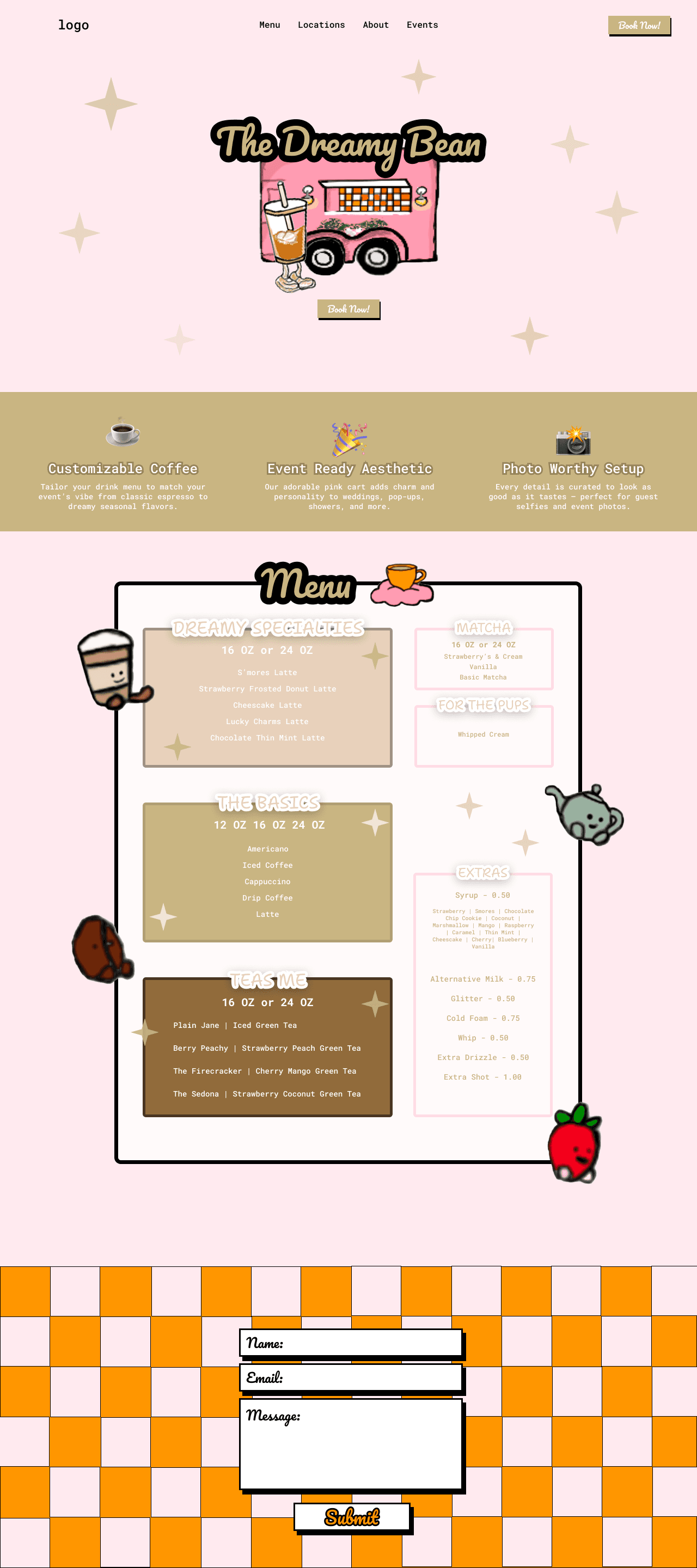 Website for mobile cafe